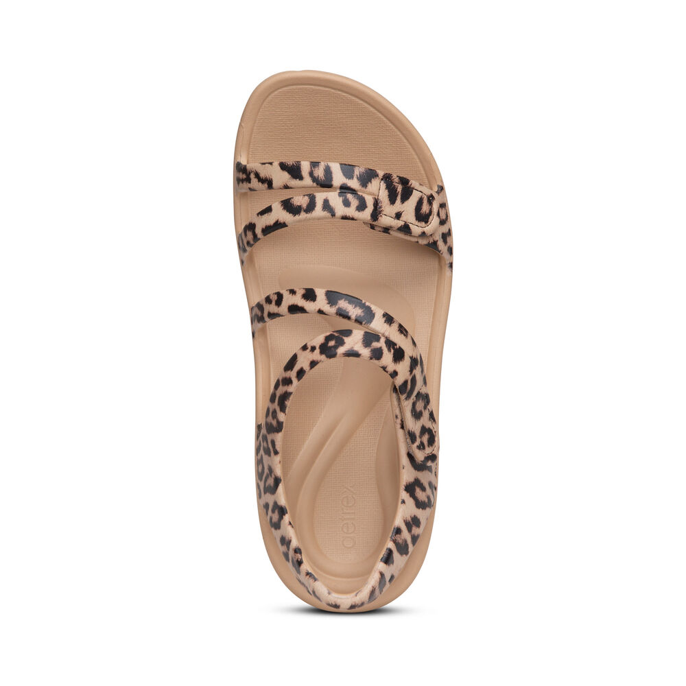 Aetrex Women's Jillian Sport Water-Friendly Sandals - Leopard | USA TMZBHQU